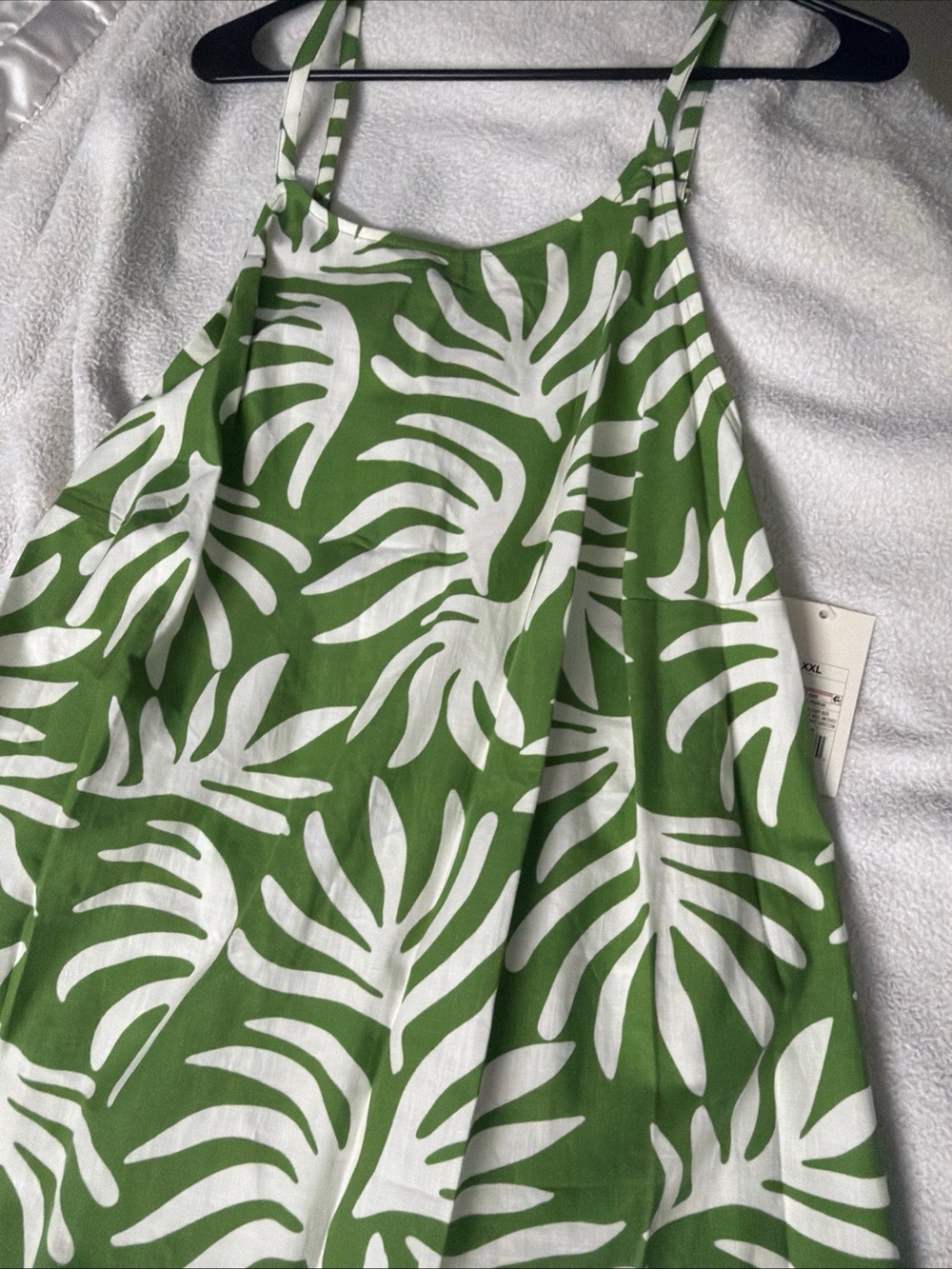 A new day NWT XX L Green and White Leaf Print Slip Dress - Picture 7 of 12